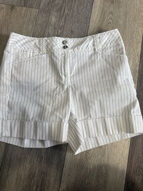 White House black market White Pinstripe Cuffed Shorts